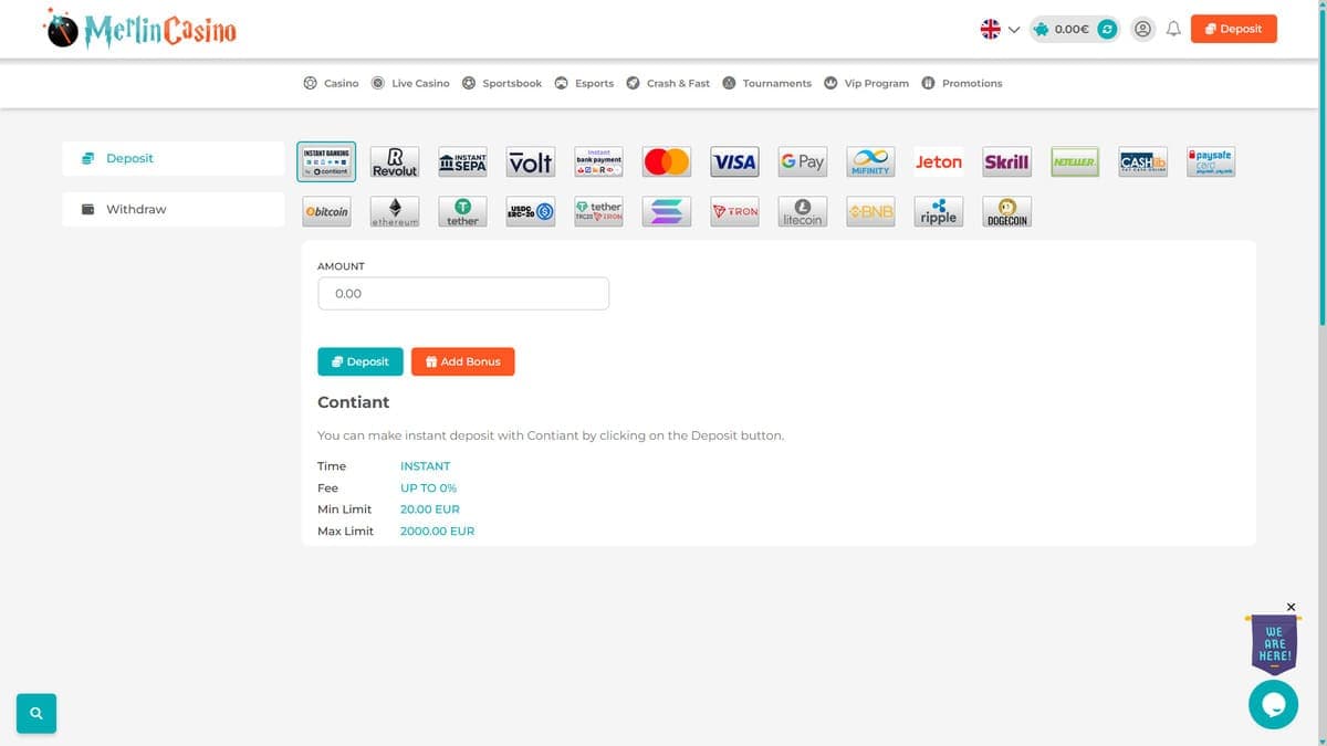 Deposit Merlin Casino