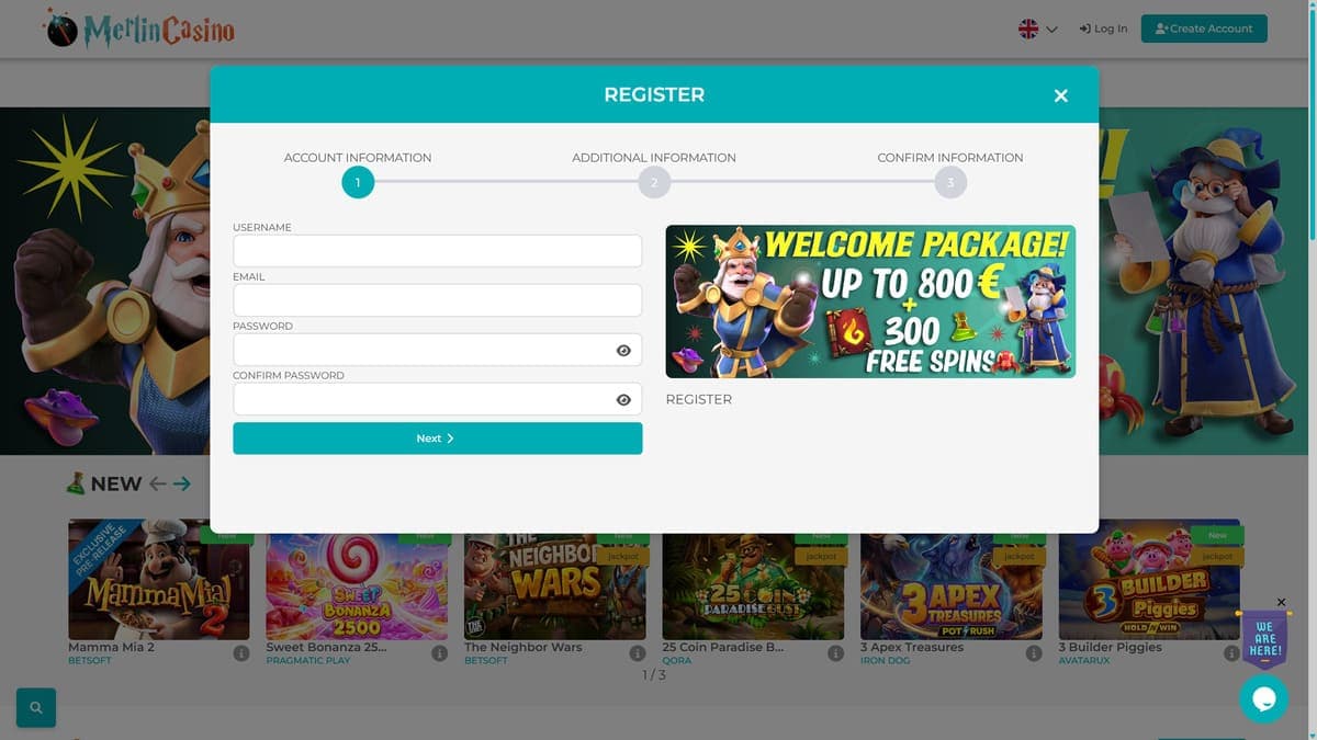 Sign up Merlin Casino