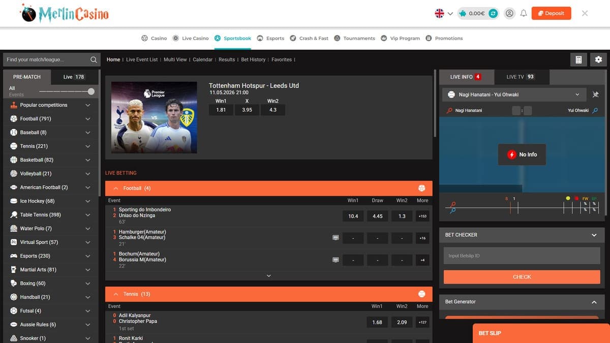 Sports betting Merlin Casino