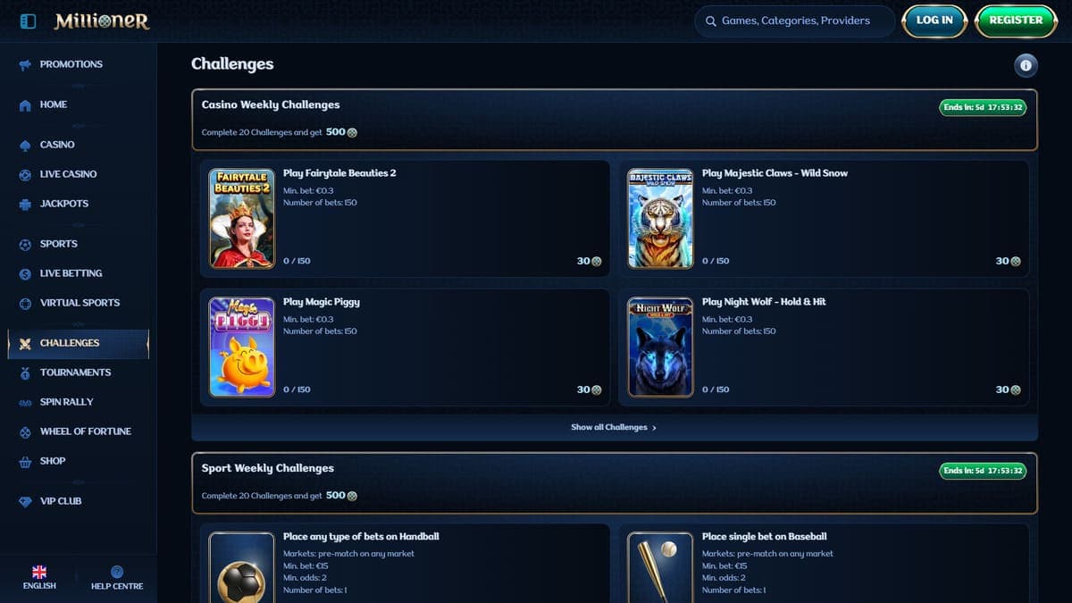 Challenges Millioner Casino