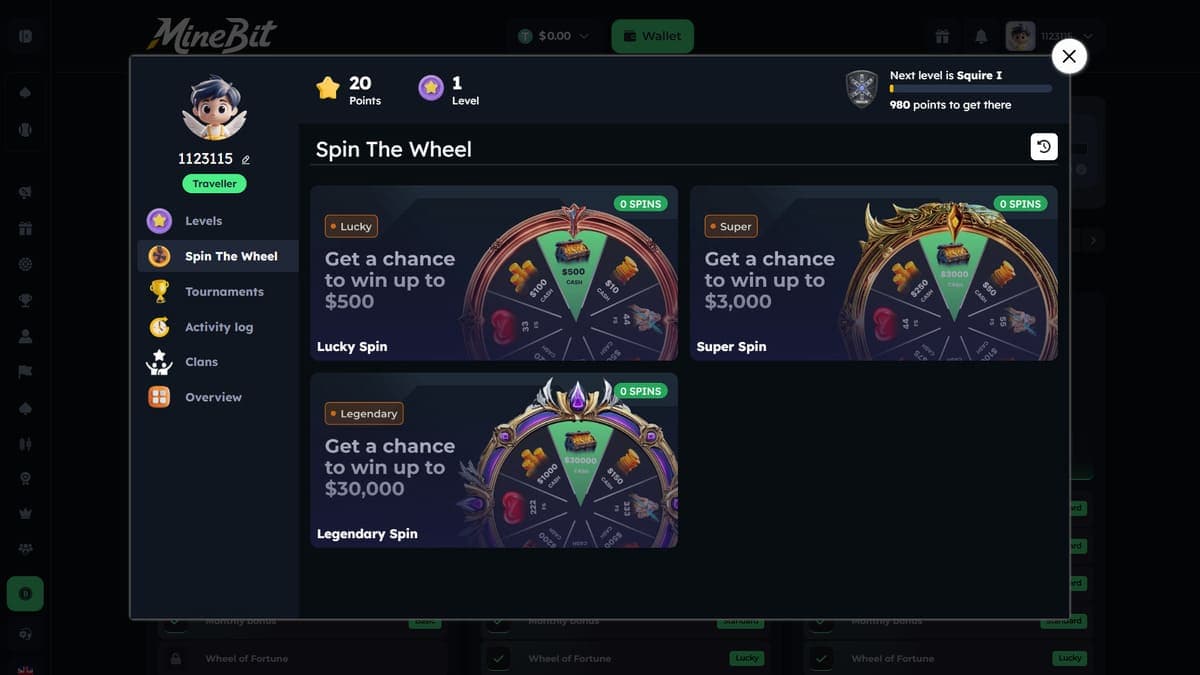 Wheel of Fortune Minebit Casino