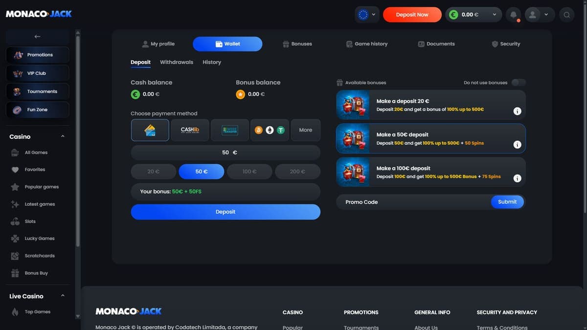 Deposit Monaco Jack Casino