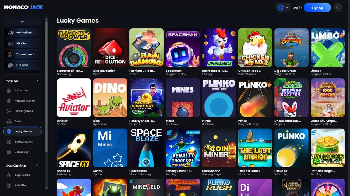 Lucky games Monaco Jack Casino