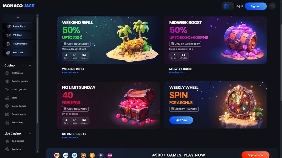 Promotions Monaco Jack Casino
