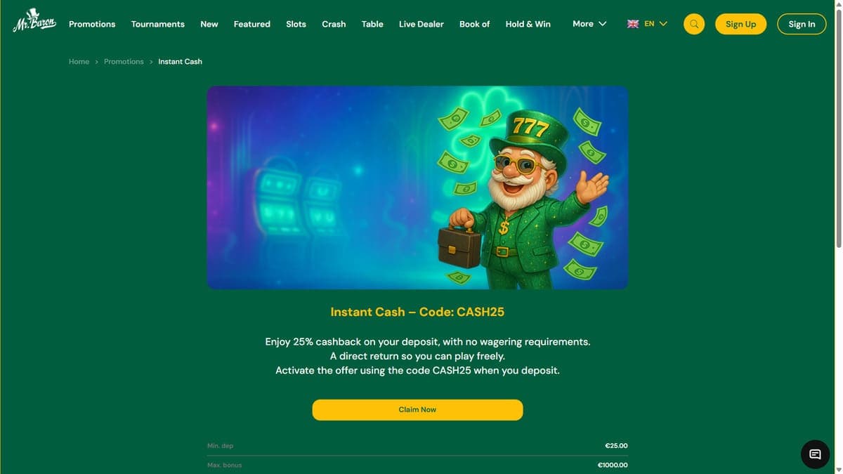 Exclusive bonus Mr Baron Casino