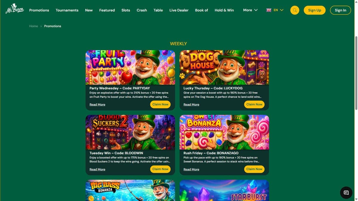 Promos Mr Baron Casino