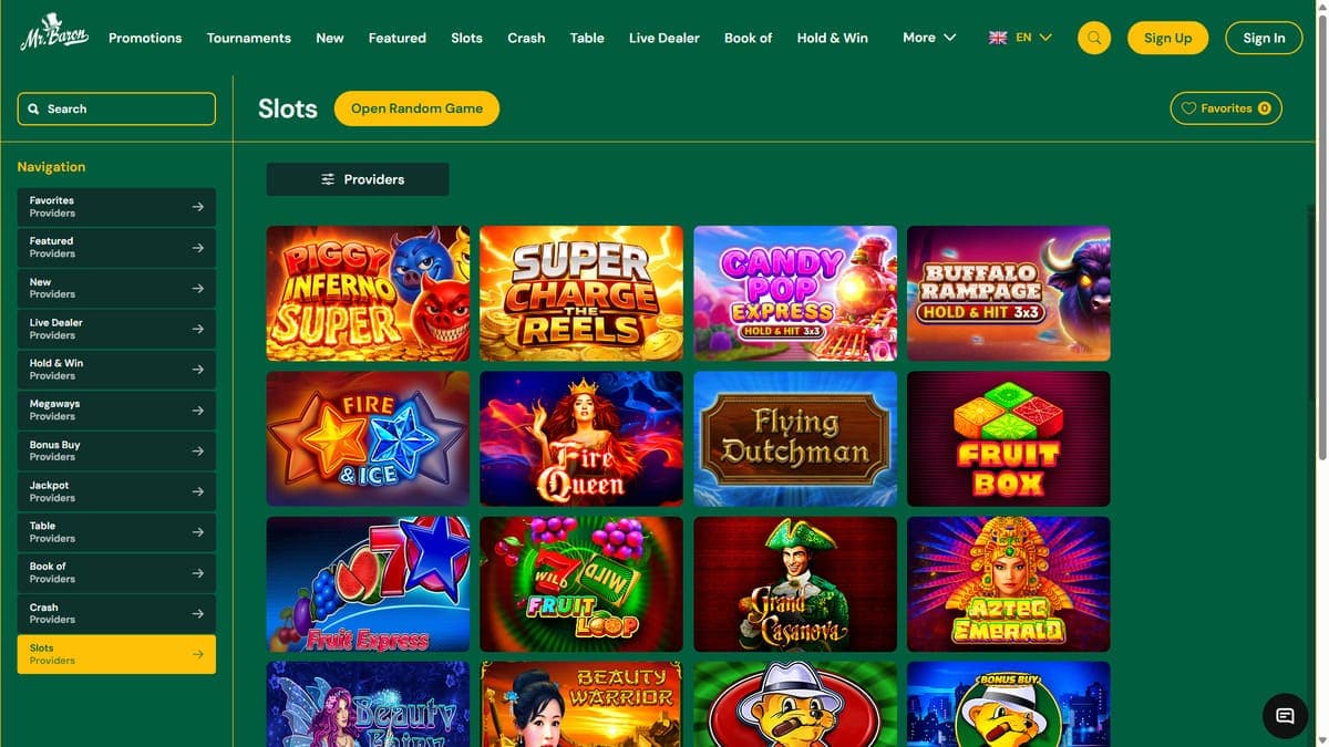 Slot machines Mr Baron Casino