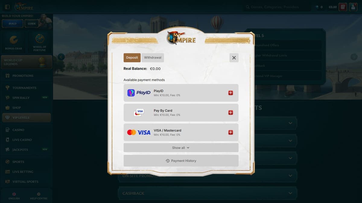 Deposit My Empire Casino