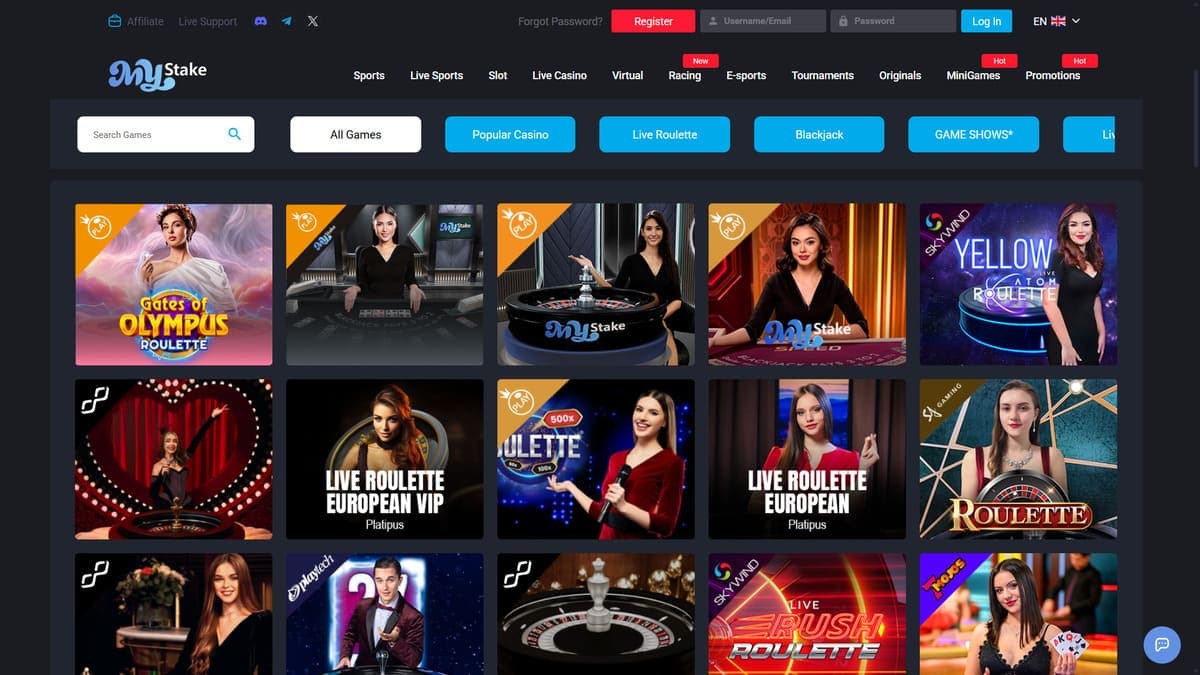 Lobby MyStake Casino