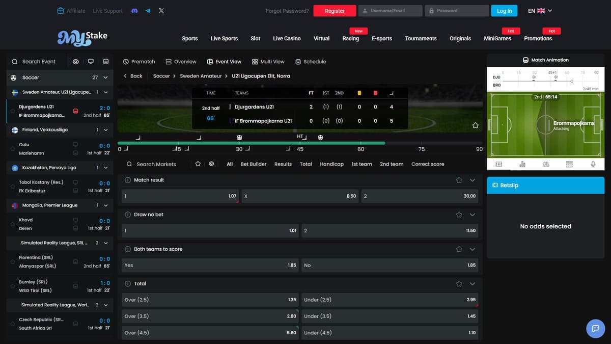 Live sport MyStake Casino