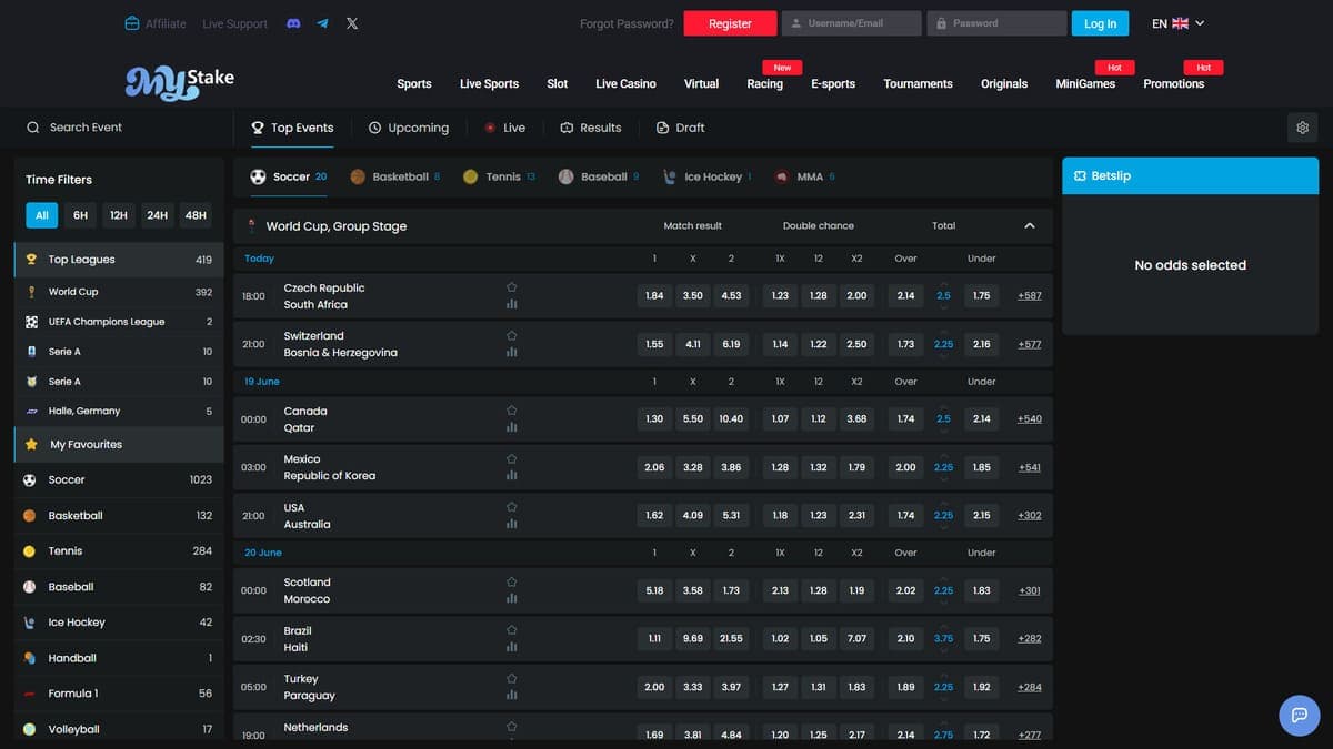 Sports betting MyStake Casino