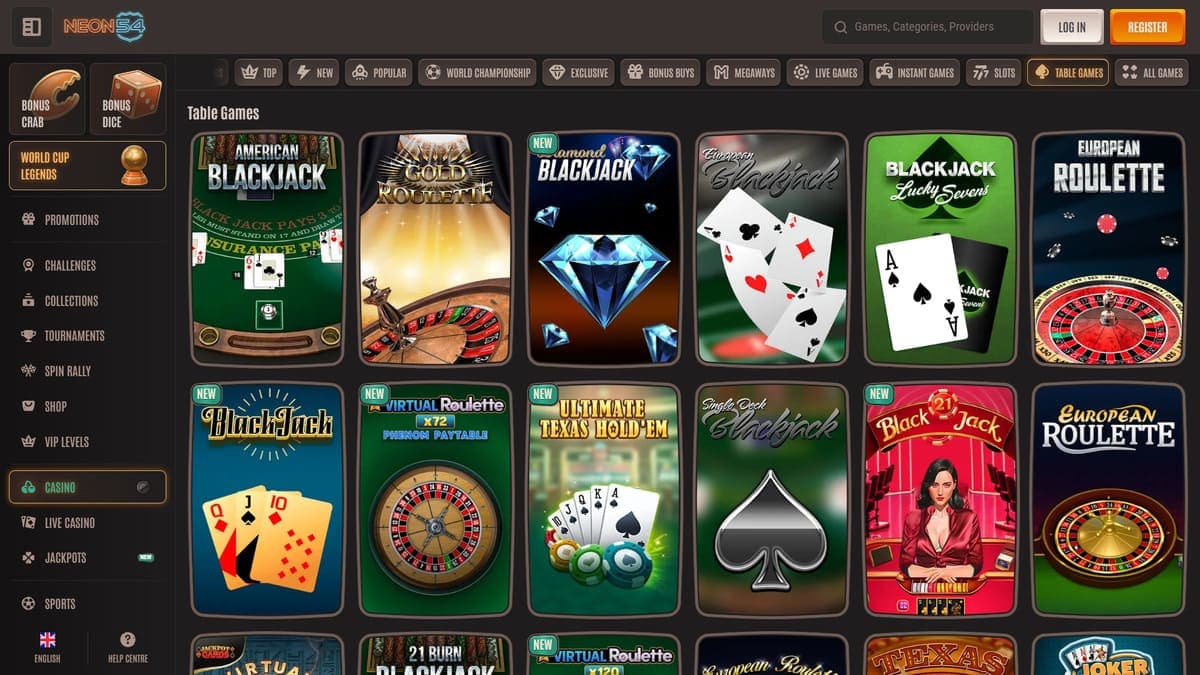 Table games Neon54 Casino