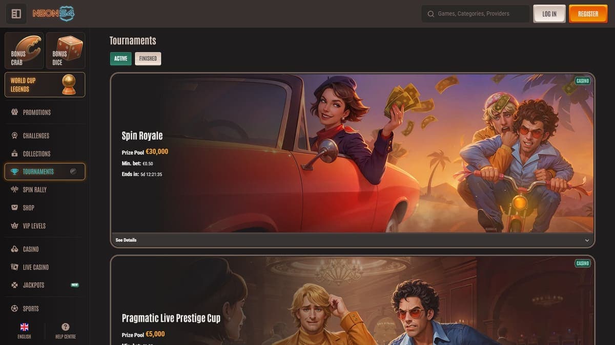Tournaments Neon54 Casino