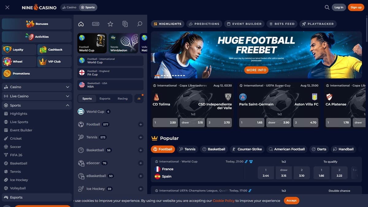 Sports betting Nine Casino