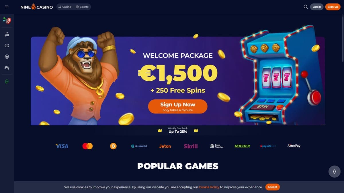 Welcome bonus Nine Casino