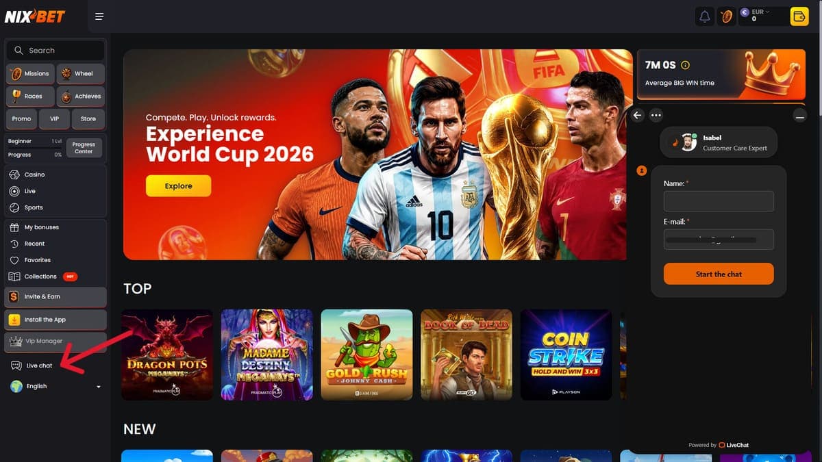 Customer service Nixbet Casino