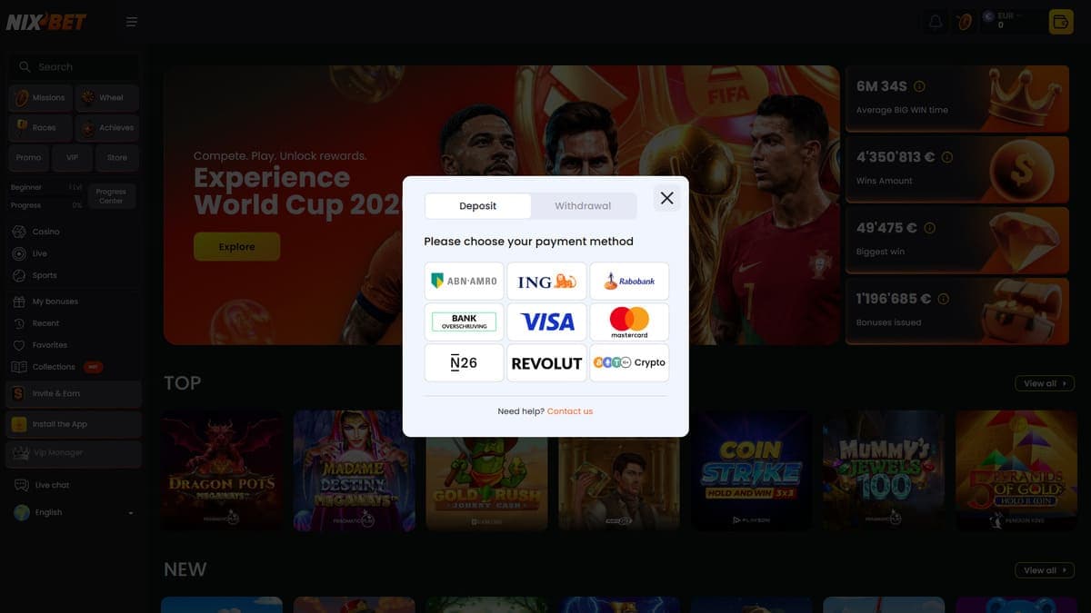 Deposit Nixbet Casino
