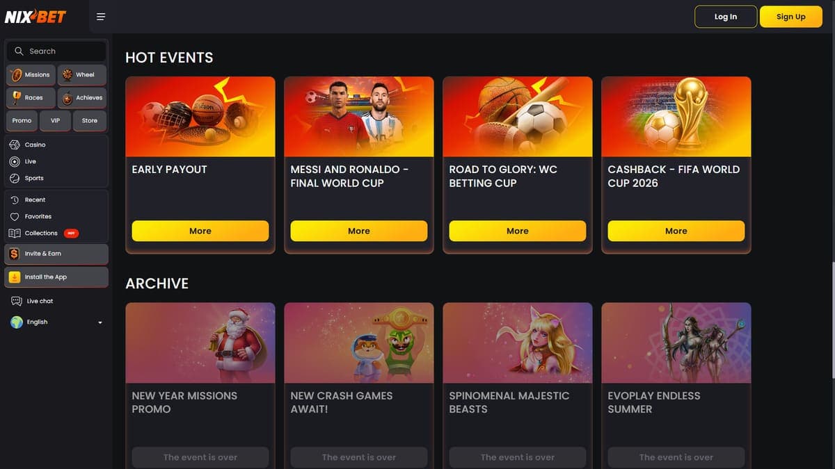 Events Nixbet Casino