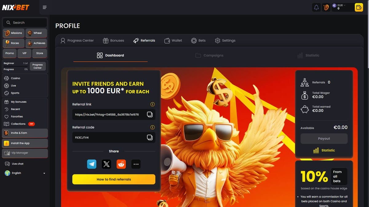 Referral programme Nixbet Casino