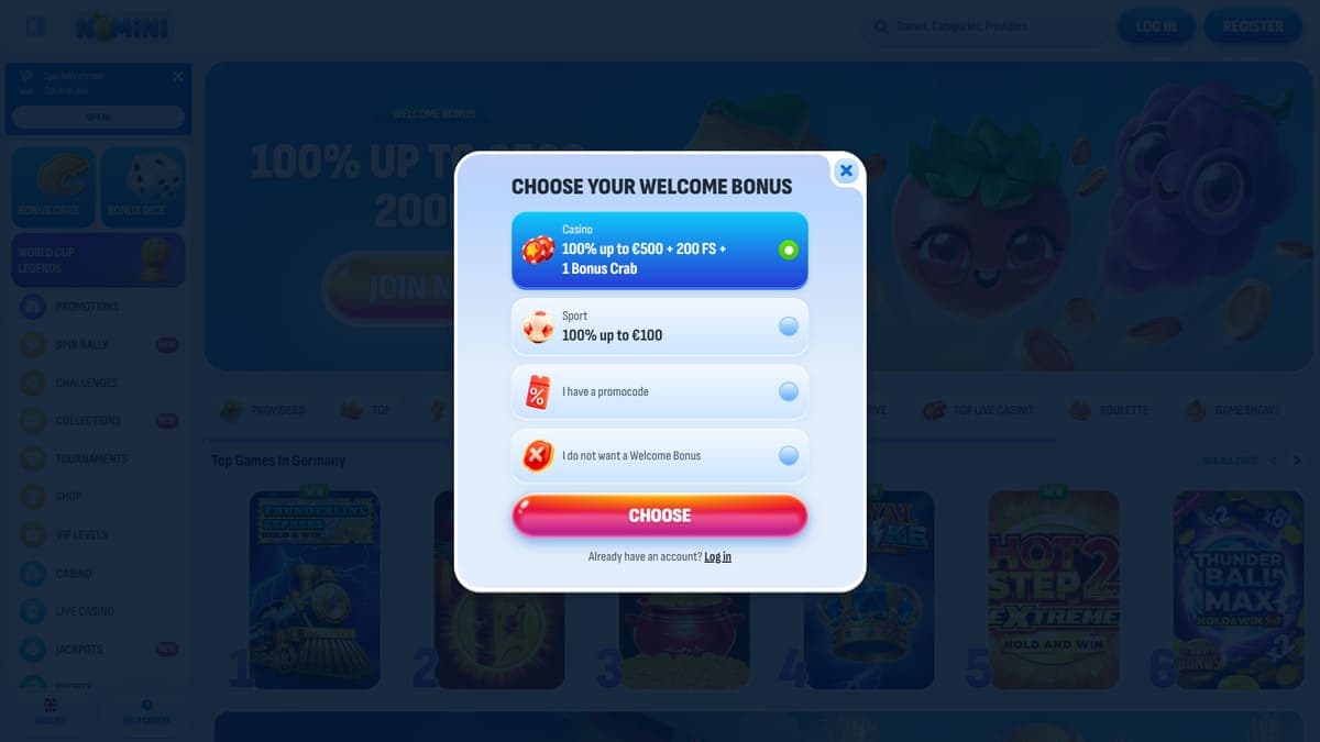 Registration Nomini Casino
