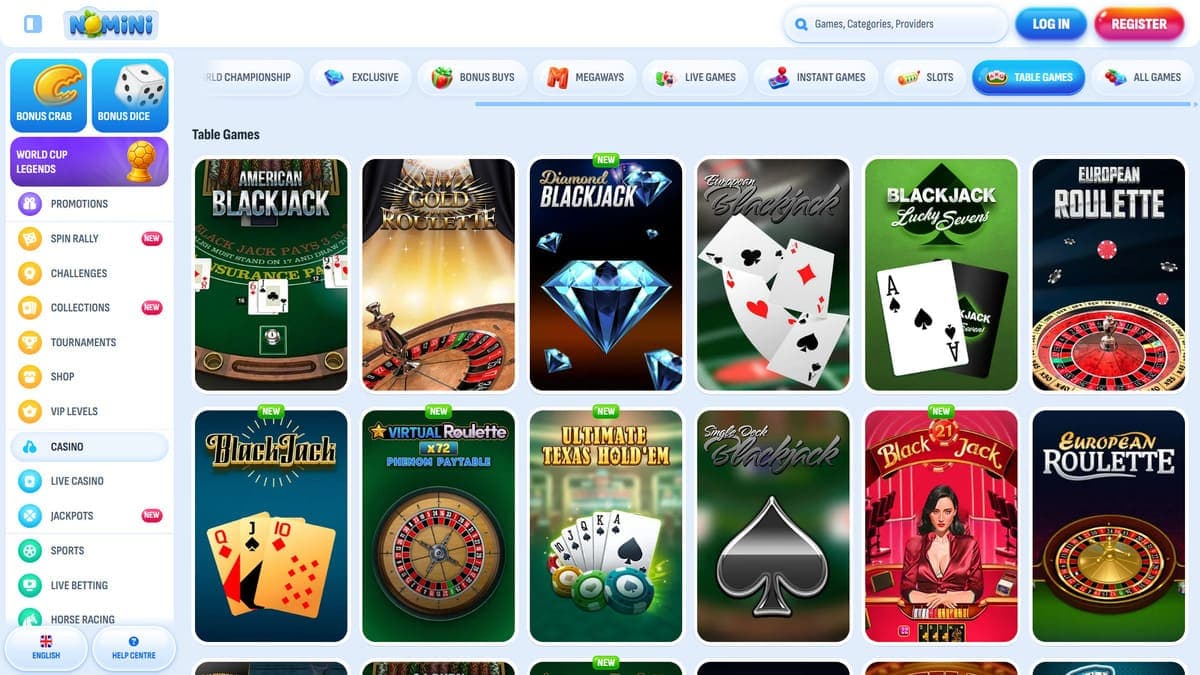 Table games Nomini Casino