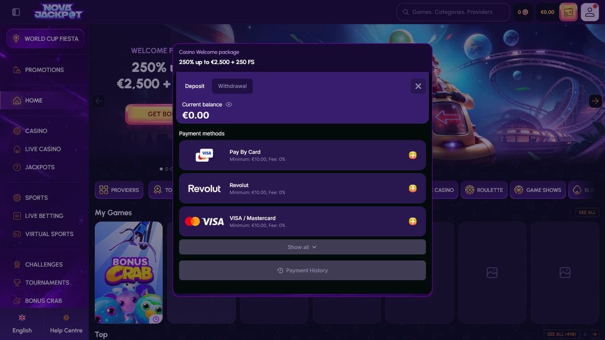 Deposit NovaJackpot Casino