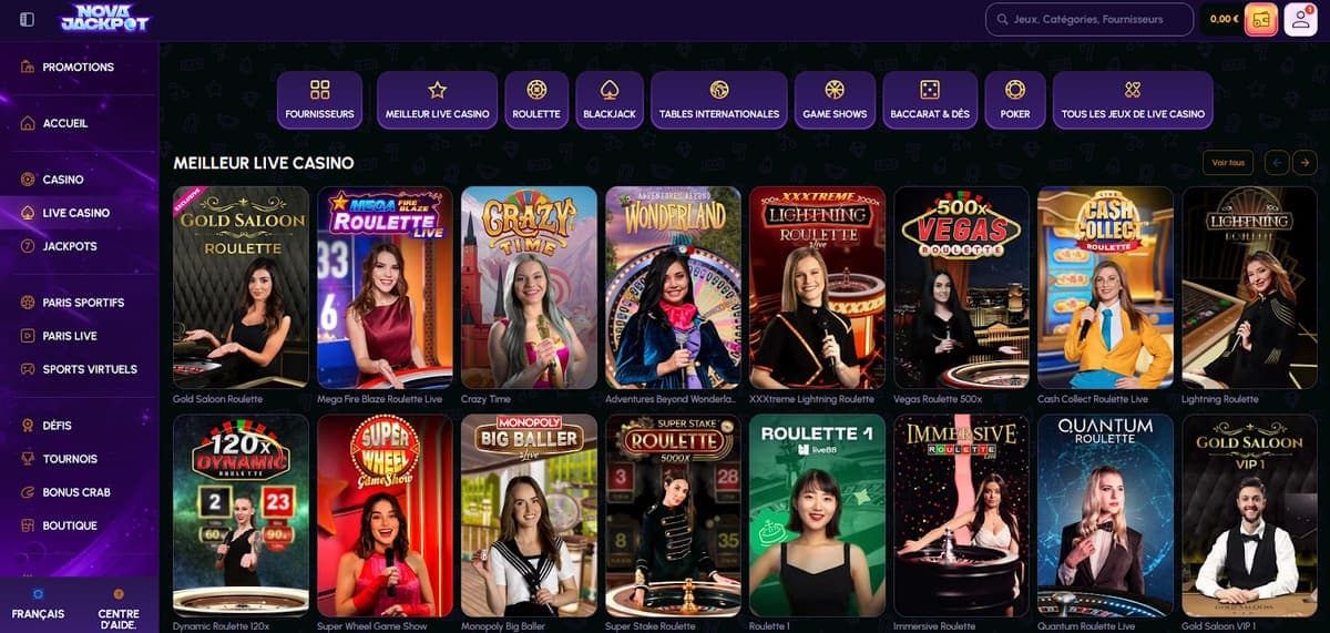 Live NovaJackpot Casino