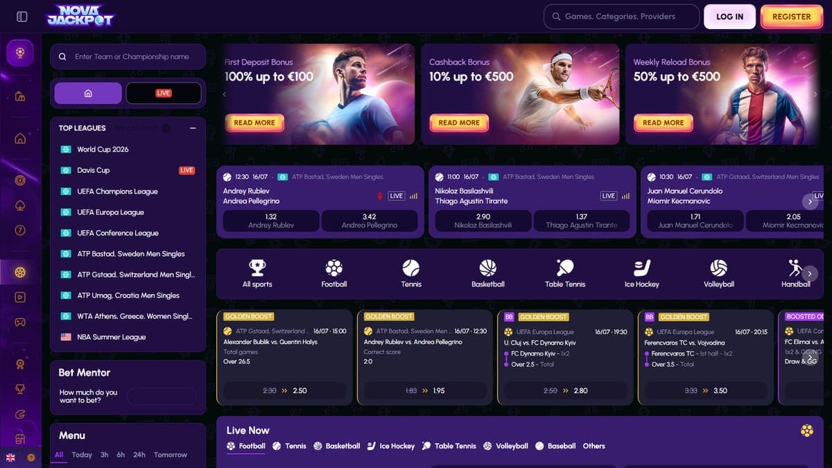 Sports betting NovaJackpot Casino