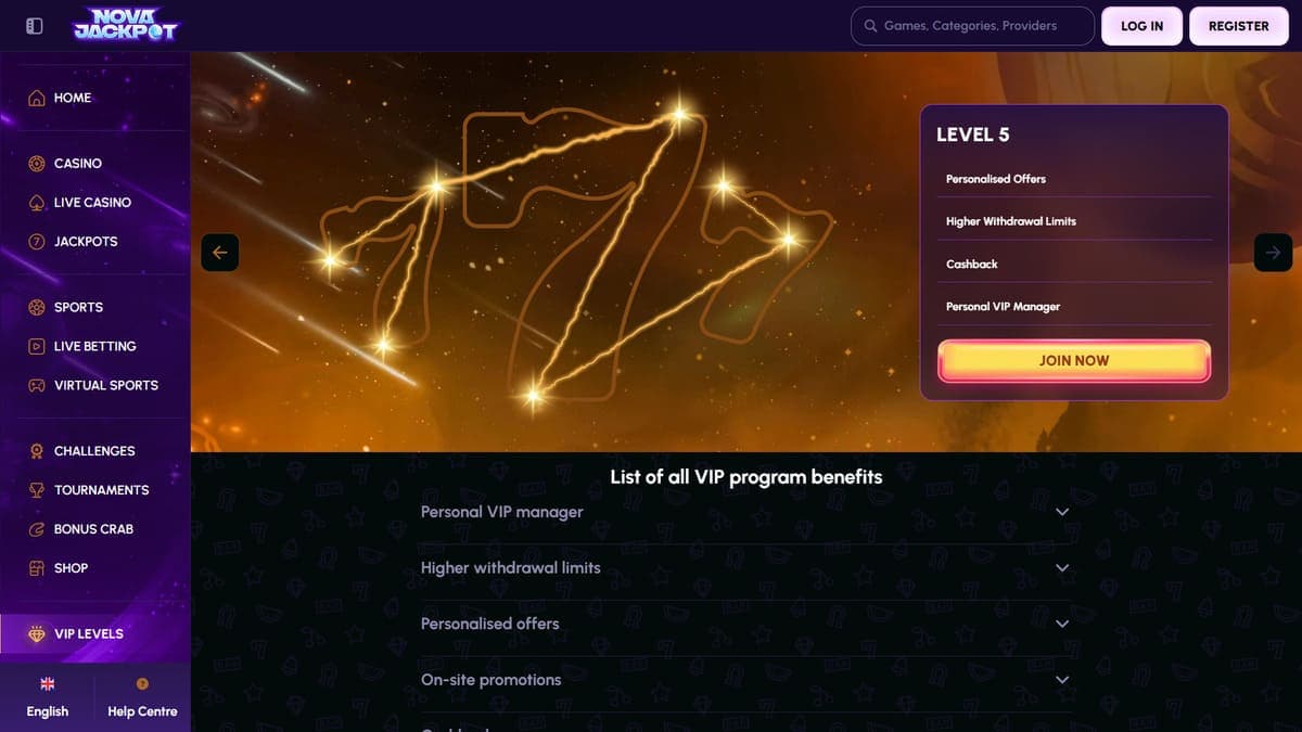 VIP NovaJackpot Casino