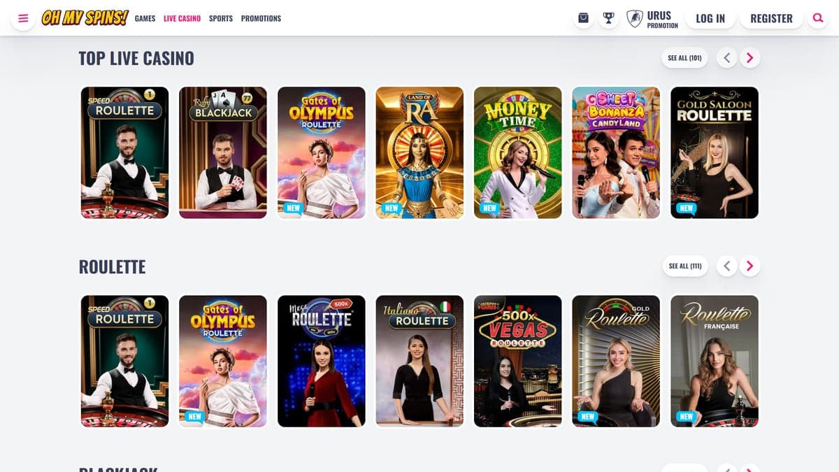 Best live OhMySpins Casino