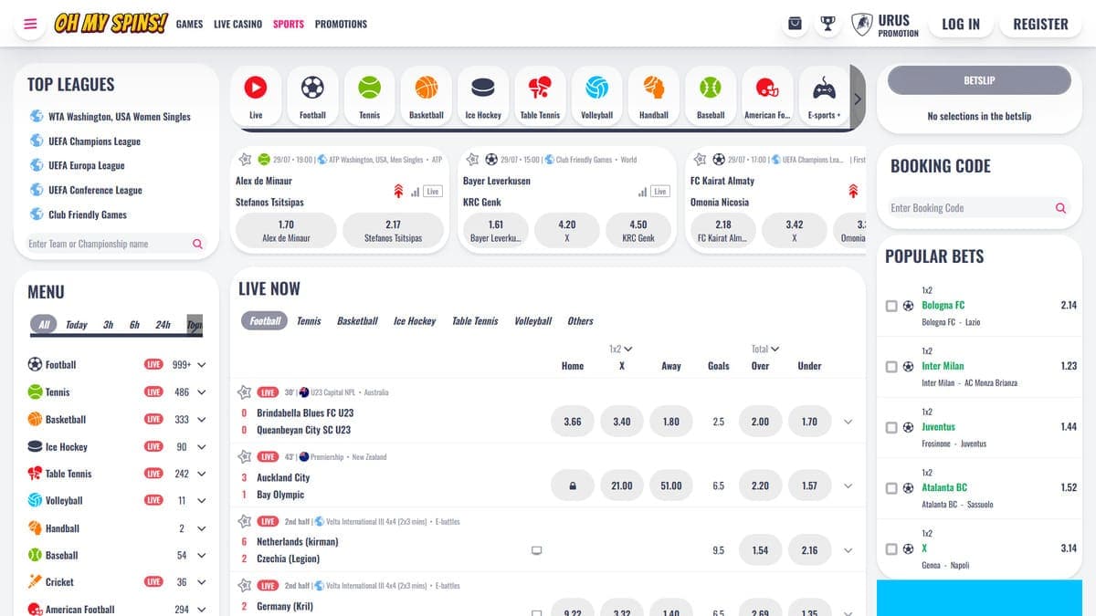 Bookmaker OhMySpins Casino