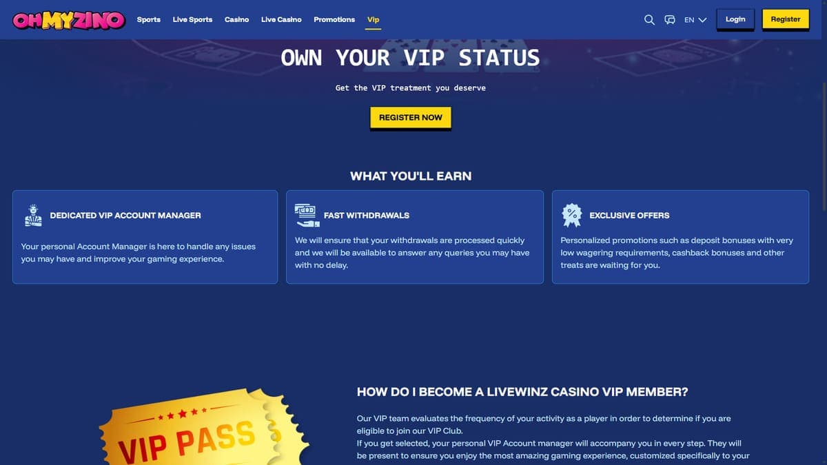 VIP OhMyZino Casino