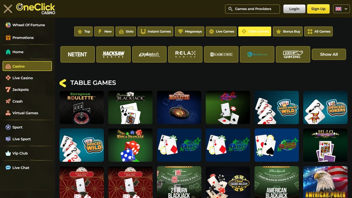 Table games OneClick Casino