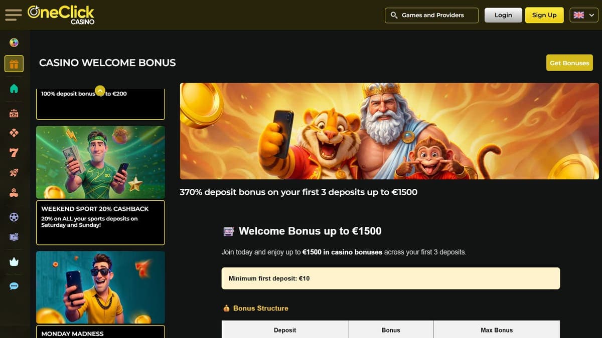 Welcome bonus OneClick Casino