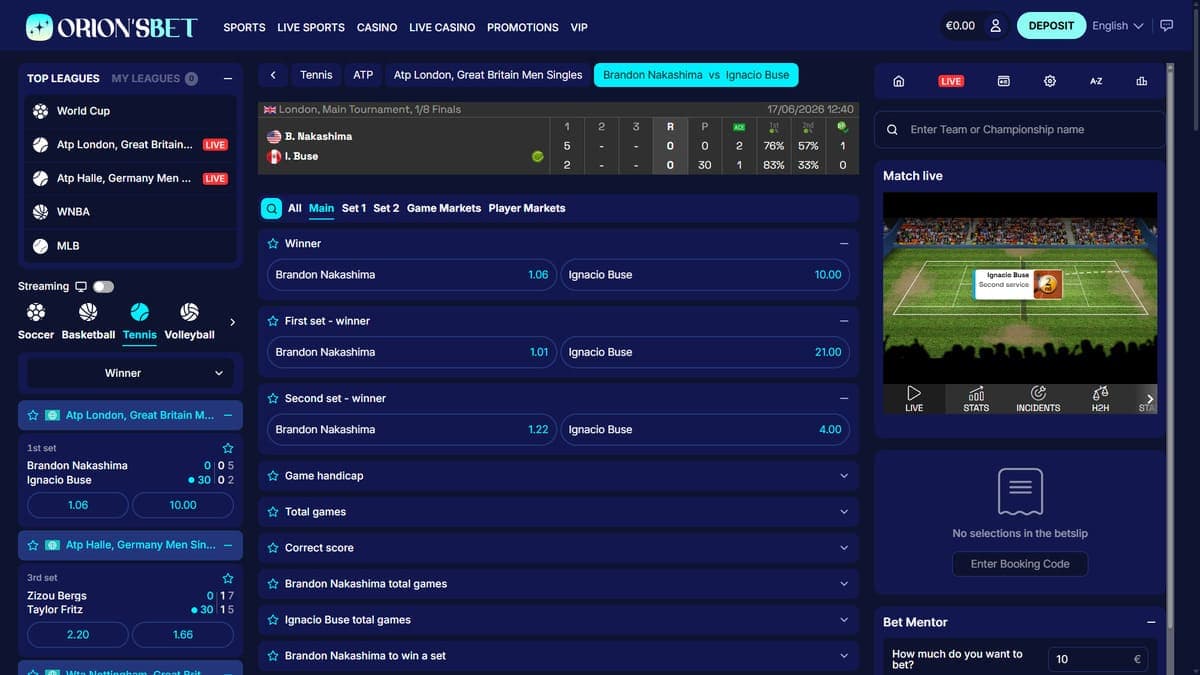 Live sport OrionsBet Casino