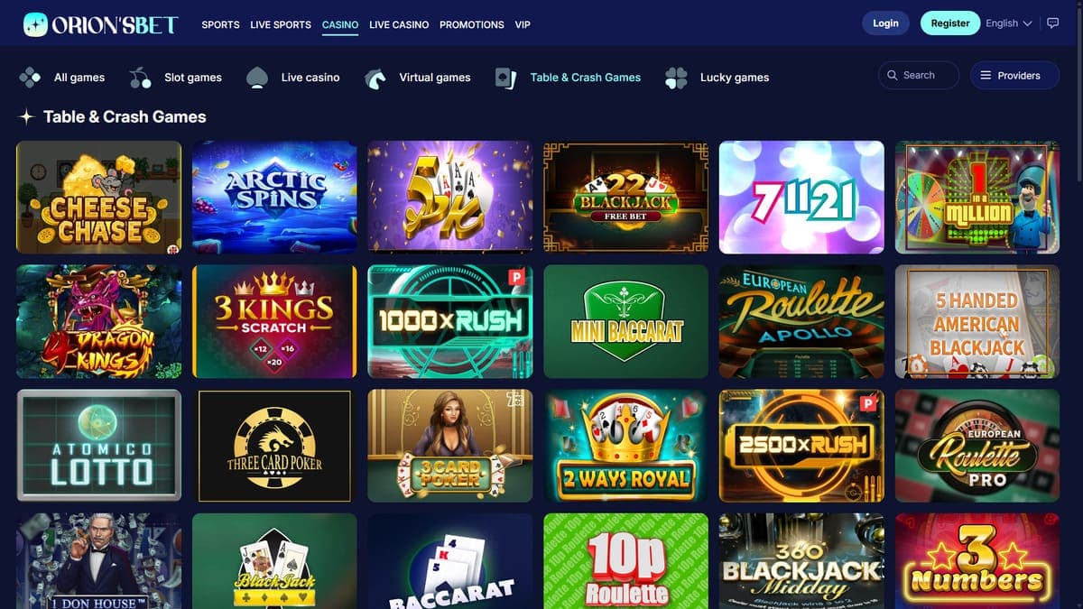 Table games OrionsBet Casino