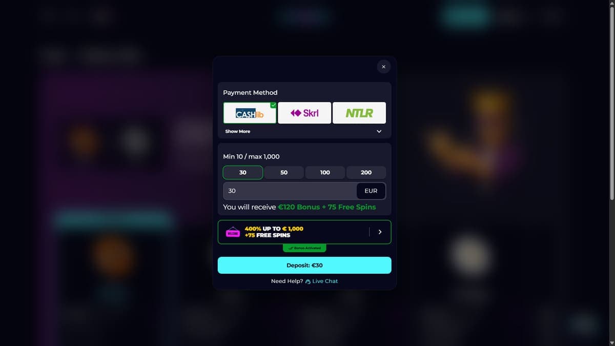 Deposit PartySpinz Casino
