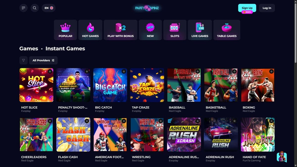 Instant games PartySpinz Casino
