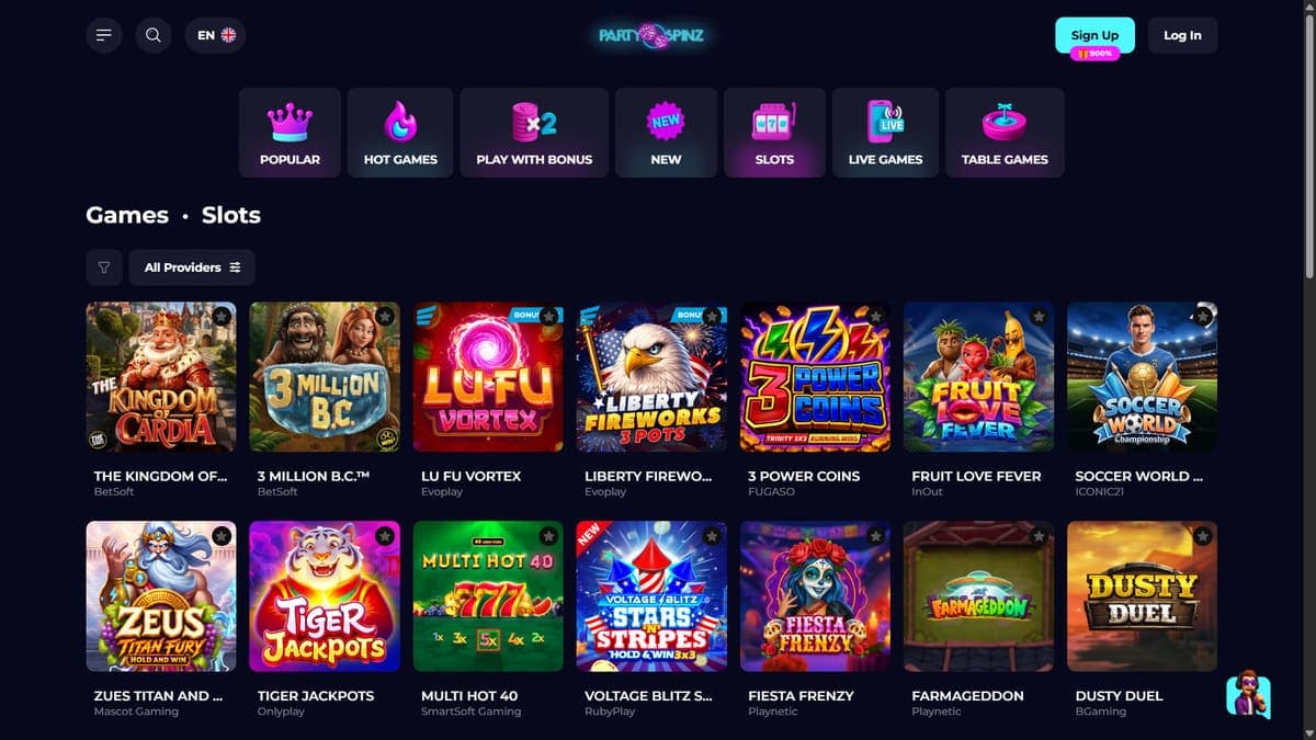 Slot machines PartySpinz Casino