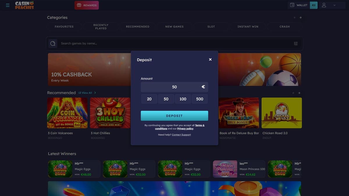 Deposit Casino Peaches Casino