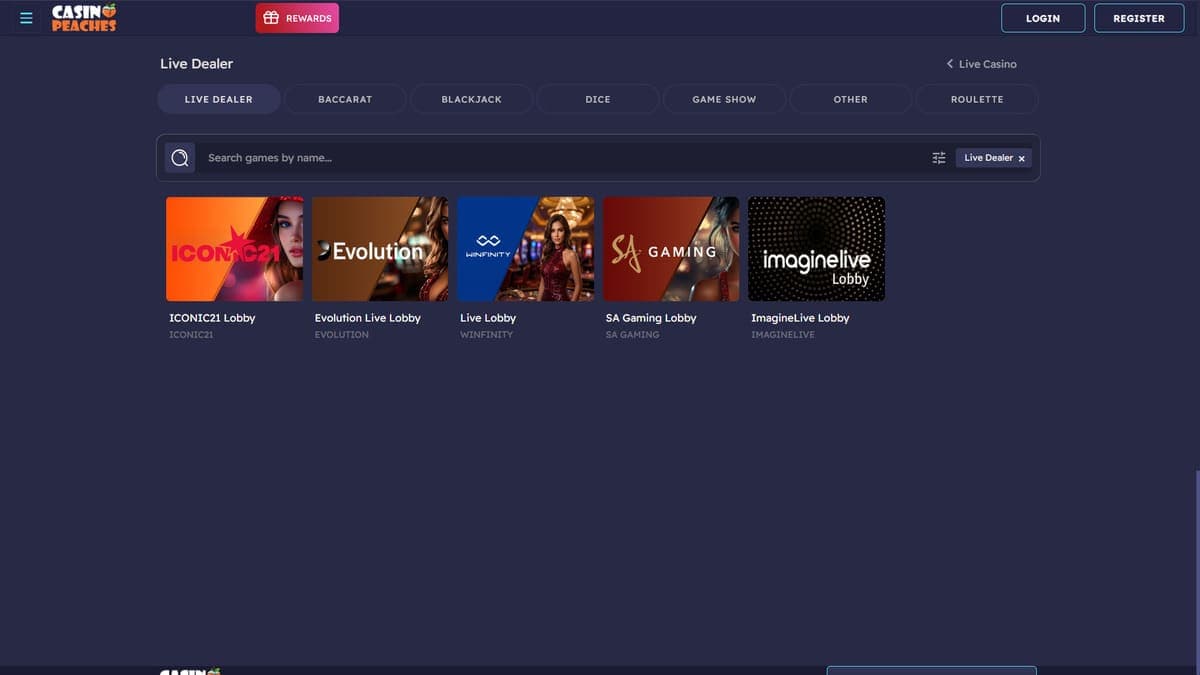 Live Casino Peaches Casino