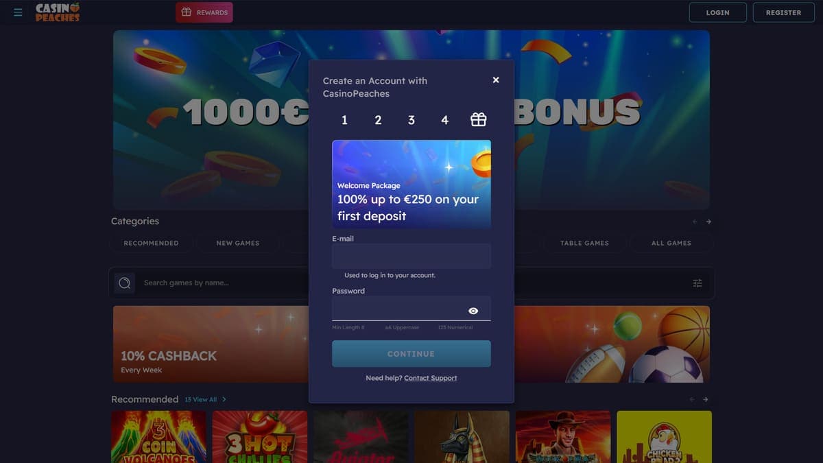 Sign up Casino Peaches Casino