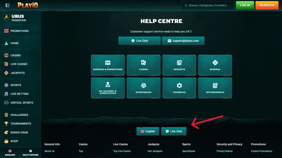 Help centre Playio casino