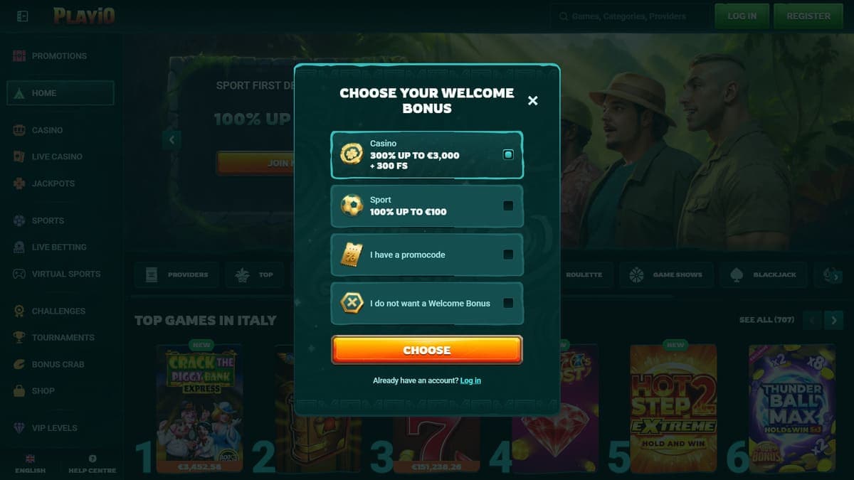 Registration Playio casino