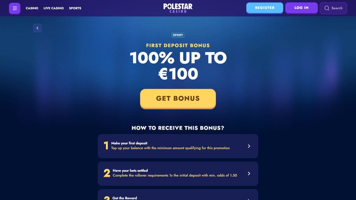 First deposit bonus PoleStar Casino