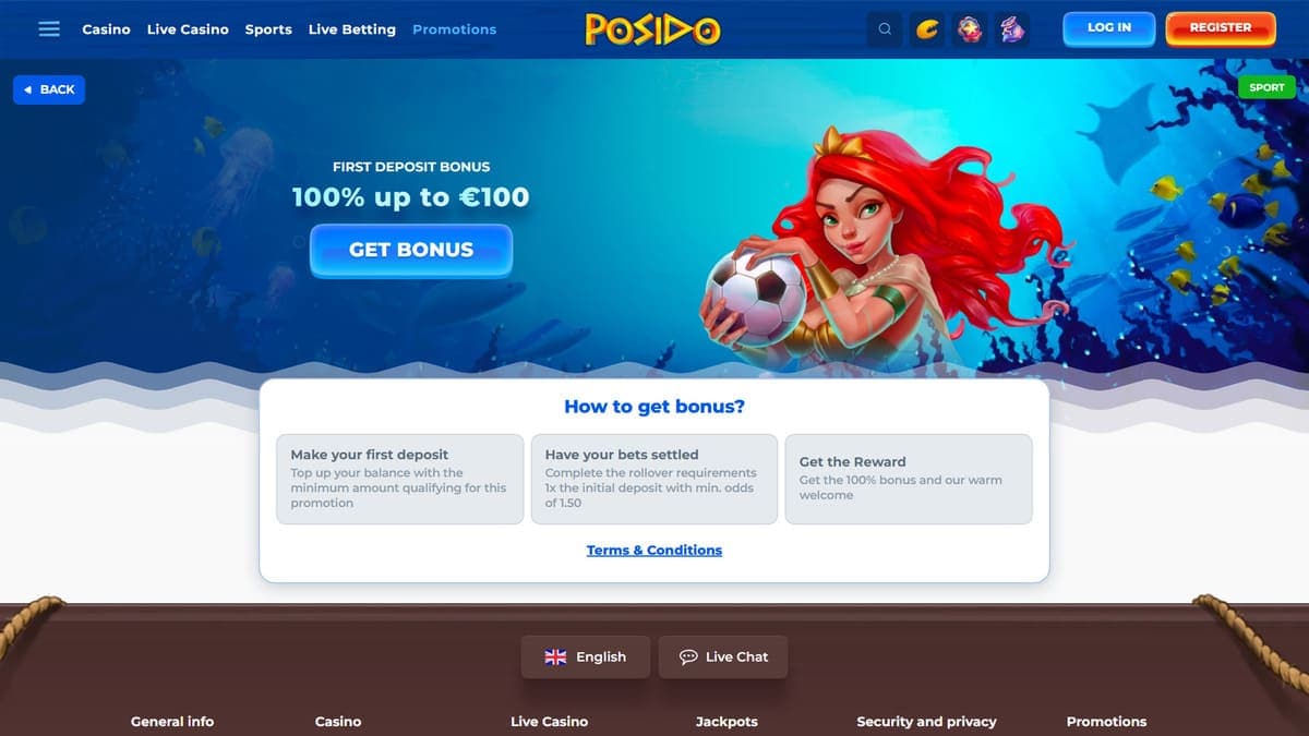 First deposit bonus Posido
