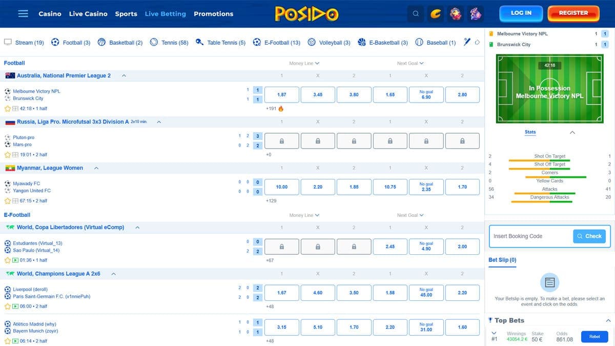 Live betting Posido