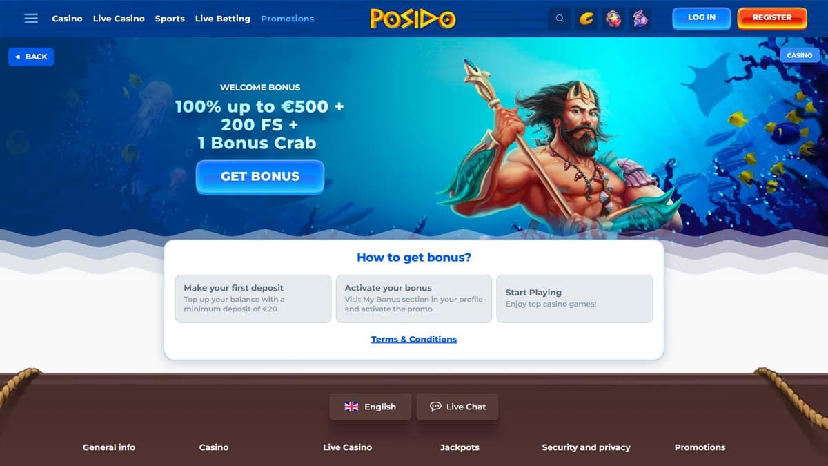 Welcome bonus Posido