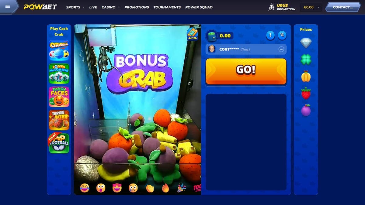 Bonus crab Powbet Casino