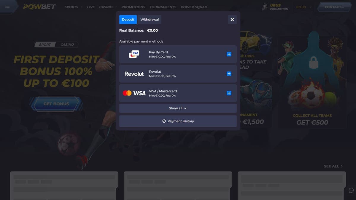 Deposit Powbet Casino